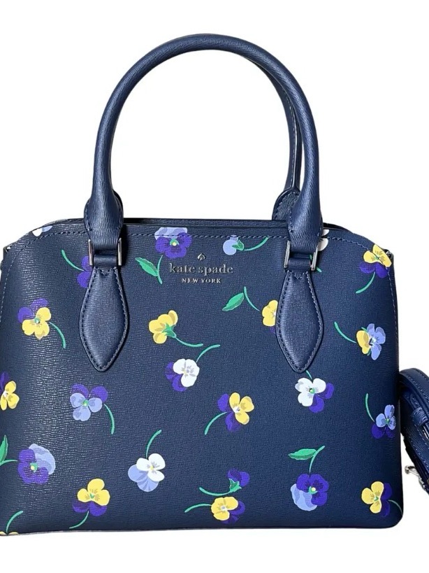 Kate Spade Darcy Small Satchel In The Road Trip Flora Blue Multi Pattern.